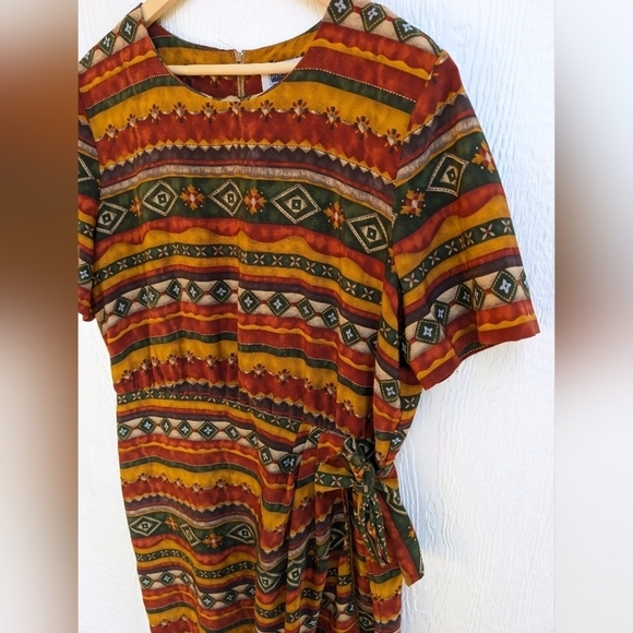 Vtg Prophecy by Sag Harbor Southwestern Coastal Cowgirl Boho Aztec Dress Size L - Picture 3 of 6